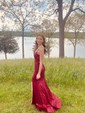Mermaid V-neck Sparkly Sequin Backless Prom Dresses
