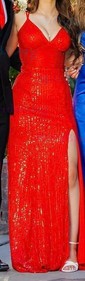 Mermaid V-neck Sparkly Sequin Backless Prom Dresses