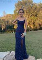 Mermaid Scoop Neck Sparkly Velvet Sequin Prom Dresses