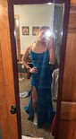 Mermaid Scoop Neck Sparkly Velvet Sequin Prom Dresses