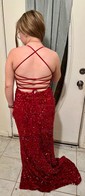 Mermaid Scoop Neck Sparkly Velvet Sequin Prom Dresses