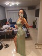 Trumpet/Mermaid V-neck Polyester Floor-length Prom Dresses With Split Front