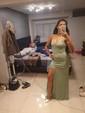 Trumpet/Mermaid V-neck Polyester Floor-length Prom Dresses With Split Front