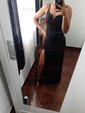 Trumpet/Mermaid V-neck Polyester Floor-length Prom Dresses With Split Front