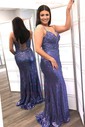 Mermaid V-neck Sparkly Sequin Prom Dresses