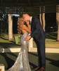 Mermaid V-neck Sparkly Sequin Prom Dresses With Beading