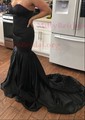 Red Mermaid Stretch Crepe Strapless Prom Dresses