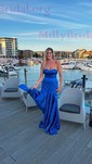 Red Mermaid Stretch Crepe Strapless Prom Dresses
