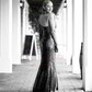 Sheath/Column One Shoulder Sparkly Sequin Prom Dresses With Long Sleeves