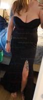 Sheath/Column Sweep Train V-neck Stretch Crepe Split Front Prom Dresses