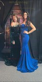 Sheath/Column Sweep Train V-neck Stretch Crepe Split Front Prom Dresses