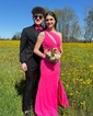 Trumpet/Mermaid One Shoulder Stretch Crepe Sweep Train Prom Dresses With Ruched