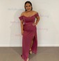 Sheath/Column Off-the-shoulder Stretch Crepe Floor-length Prom Dresses With Ruffles