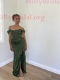 Sheath/Column Off-the-shoulder Stretch Crepe Floor-length Prom Dresses With Ruffles