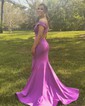 Trumpet/Mermaid Off-the-shoulder Stretch Crepe Sweep Train Prom Dresses