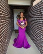 Trumpet/Mermaid Off-the-shoulder Stretch Crepe Sweep Train Prom Dresses