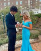 Trumpet/Mermaid Off-the-shoulder Stretch Crepe Sweep Train Prom Dresses