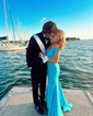 Trumpet/Mermaid Off-the-shoulder Stretch Crepe Sweep Train Prom Dresses