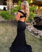 Trumpet/Mermaid Off-the-shoulder Stretch Crepe Sweep Train Prom Dresses