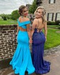 Trumpet/Mermaid Off-the-shoulder Stretch Crepe Sweep Train Prom Dresses