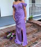 Sheath/Column Off-the-shoulder Stretch Crepe Prom Dresses With Ruched