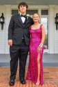 Sheath/Column Square Neck Sparkly Sequin Prom Dresses