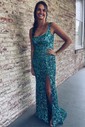 Sheath/Column Square Neck Sparkly Sequin Prom Dresses