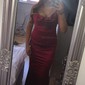 Sheath/Column Floor-length Cowl Neck Silk-like Satin Ruffles Prom Dresses