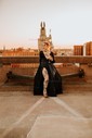 Ball Gown V-neck Velvet Satin Prom Dresses With Long Sleeves