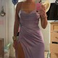 Sheath/Column Cowl Neck Silk-like Satin Floor-length Prom Dresses With Ruched