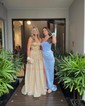 Sheath/Column Strapless Satin Prom Dresses With Beading