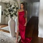 Sheath/Column Strapless Satin Prom Dresses With Ruched