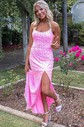 Mermaid Scoop Neck Sparkly Velvet Sequin Backless Prom Dresses