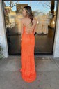 Mermaid Scoop Neck Sparkly Velvet Sequin Backless Prom Dresses