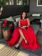 Ball Gown Strapless Satin Prom Dresses With Ruched