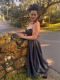 Ball Gown Strapless Satin Prom Dresses With Ruched