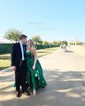 Ball Gown Strapless Satin Prom Dresses With Ruched