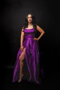 Ball Gown Strapless Satin Prom Dresses With Ruched