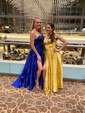 Ball Gown Strapless Satin Prom Dresses With Ruched