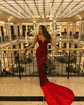 Sheath/Column V-neck Velvet Prom Dresses With Ruched