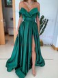 Ball Gown Off-the-shoulder Satin Prom Dresses With Ruched