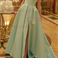 Ball Gown Strapless Satin Prom Dresses With Ruched