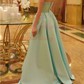 Ball Gown Strapless Satin Prom Dresses With Ruched