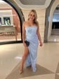 Sheath/Column Strapless Satin Prom Dresses With Ruched