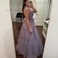Ball Gown V-neck Tulle Prom Dresses With Appliques