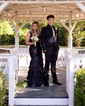Mermaid V-neck Satin Ruffle Tiered Prom Dresses