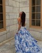 Ball Gown Strapless Satin Chiffon Floral Tiered Prom Dresses