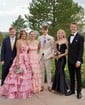 Ball Gown Strapless Satin Chiffon Floral Tiered Prom Dresses