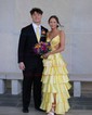Ball Gown V-neck Satin Cut Out Tiered Prom Dresses