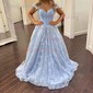 Ball Gown Off-the-shoulder Lace 3D Floral Prom Dresses